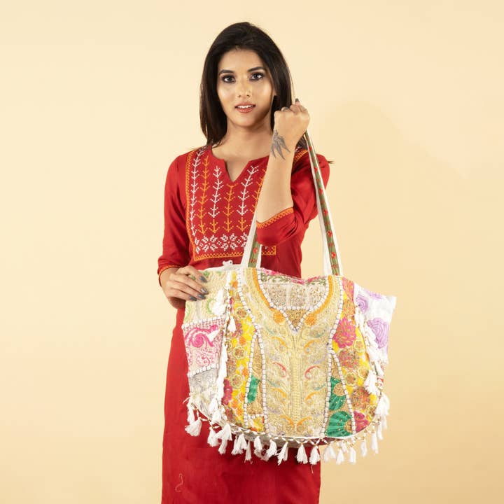 Bestickte Boho-Tragetasche für den Großhandel von VIRATRA ART DECOR