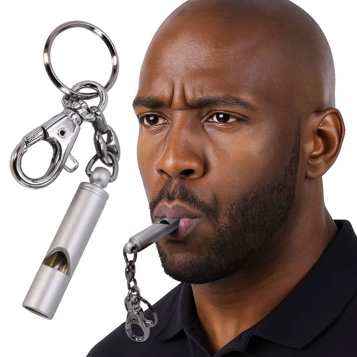 SILVER High-quality Safety Whistle Key Chain - 25 Pcs for wholesale on Faire0
