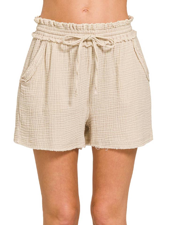 Vanilla Monkey – Calções – Mulher por atacado – Calções Lavadas com Gaze Dupla com Bainha Desfiada22