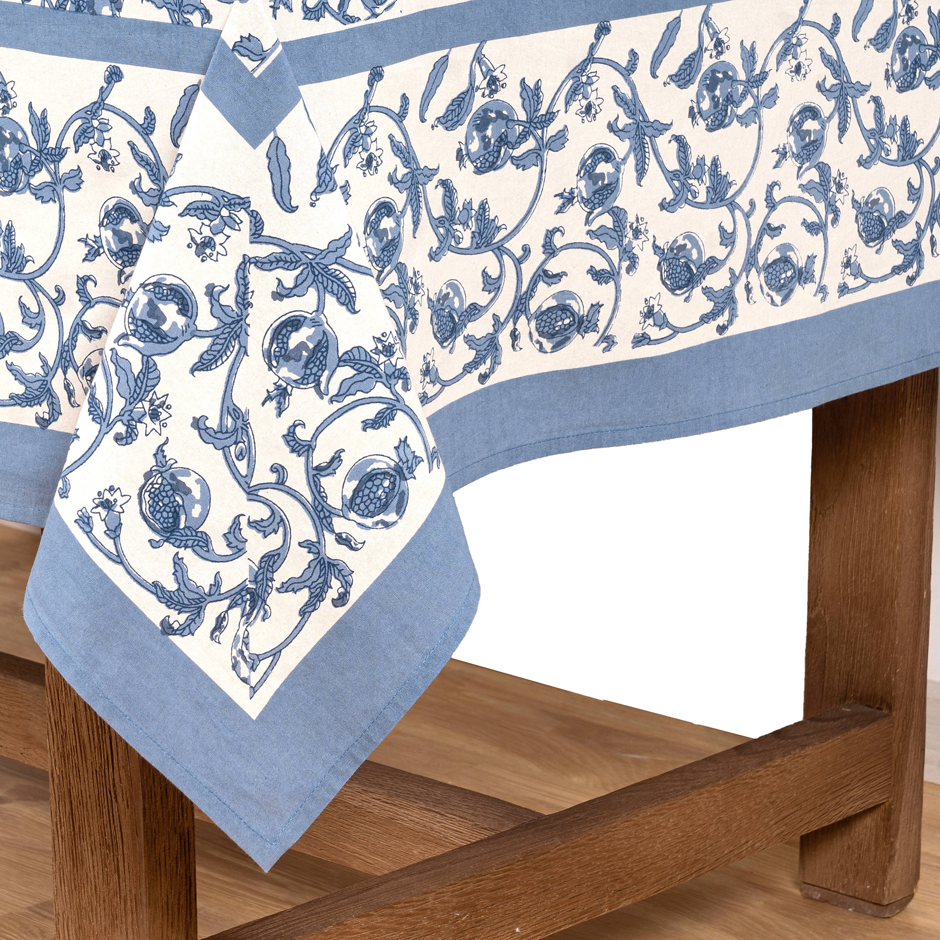 Couleur Nature - Wholesale Tablecloth - Granada Cornflower Blue | French Tablecloths6