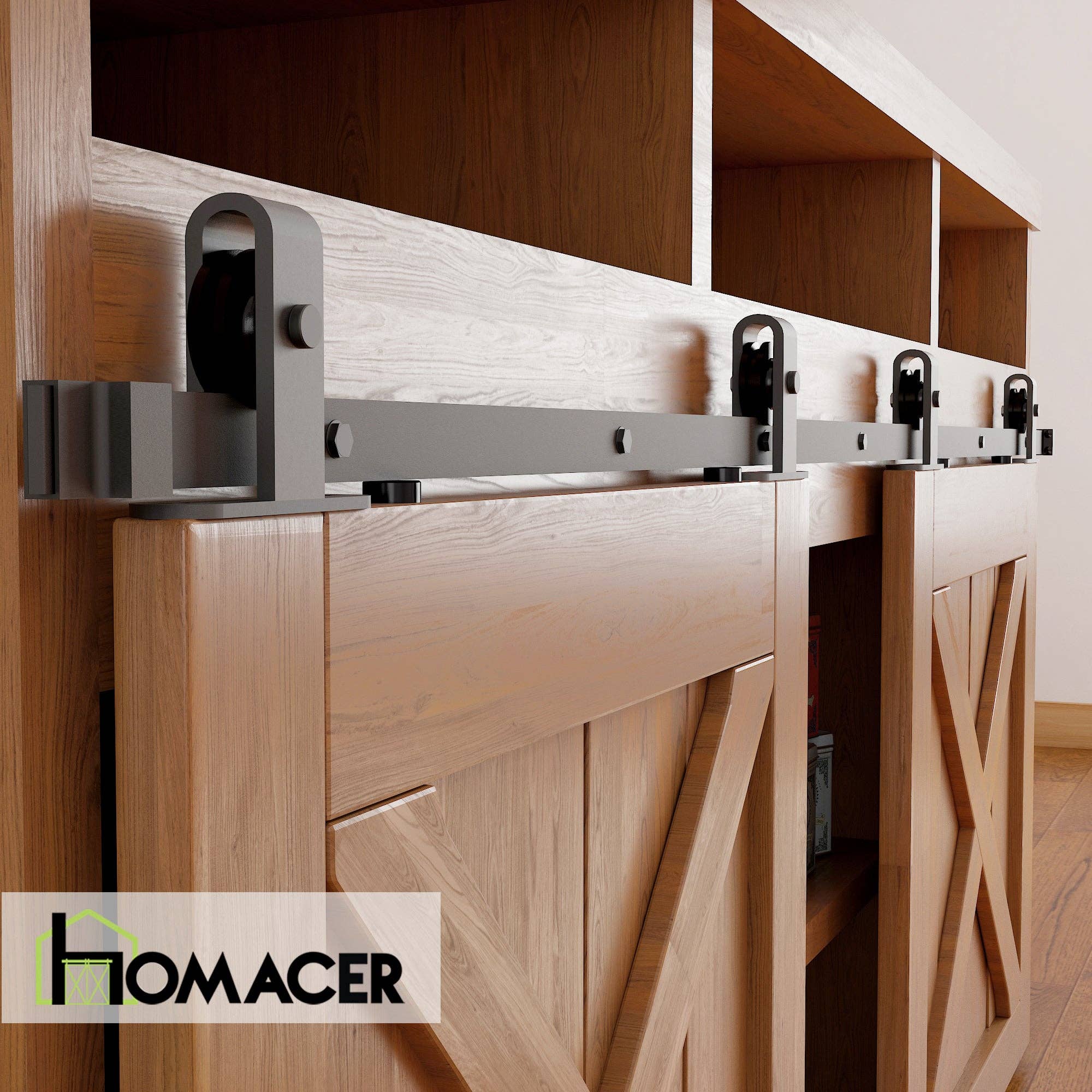 Homacer INC - Wholesale Knob/Pull - Mini NonBypass Sliding Barn Door Hardware Kit - Bent T-Shape5