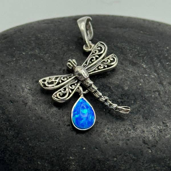 Goddess Design Studio - Wholesale Dangle Earrings - Sterling Silver & Gemstone Dragonfly Pendant1