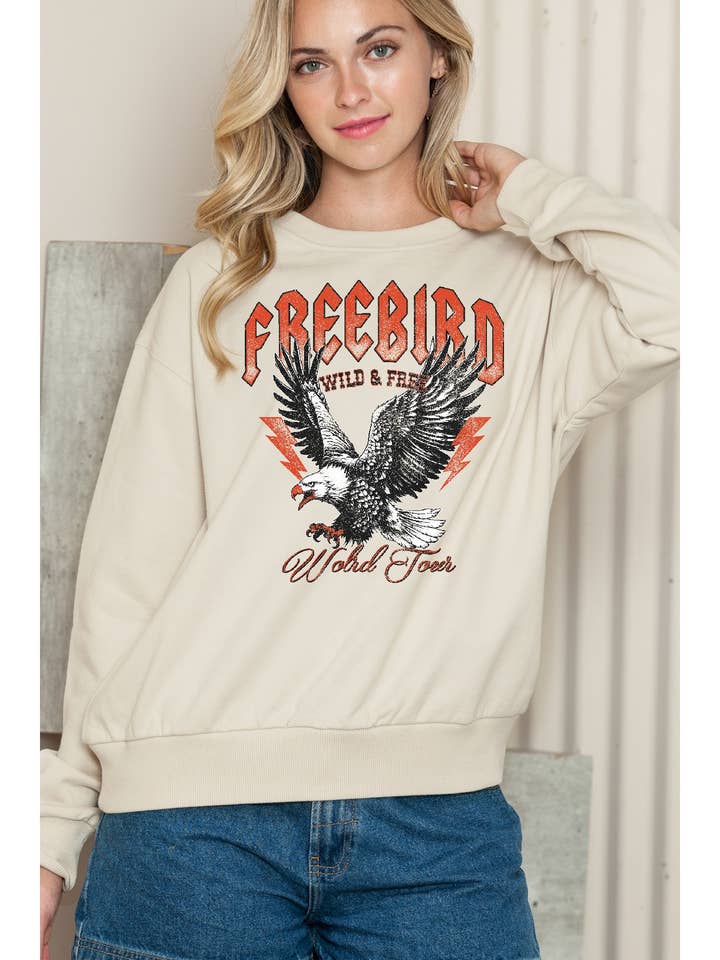 Free Bird - Sweatshirt med rund hals for engroshandel hos BouTeeQue Closet