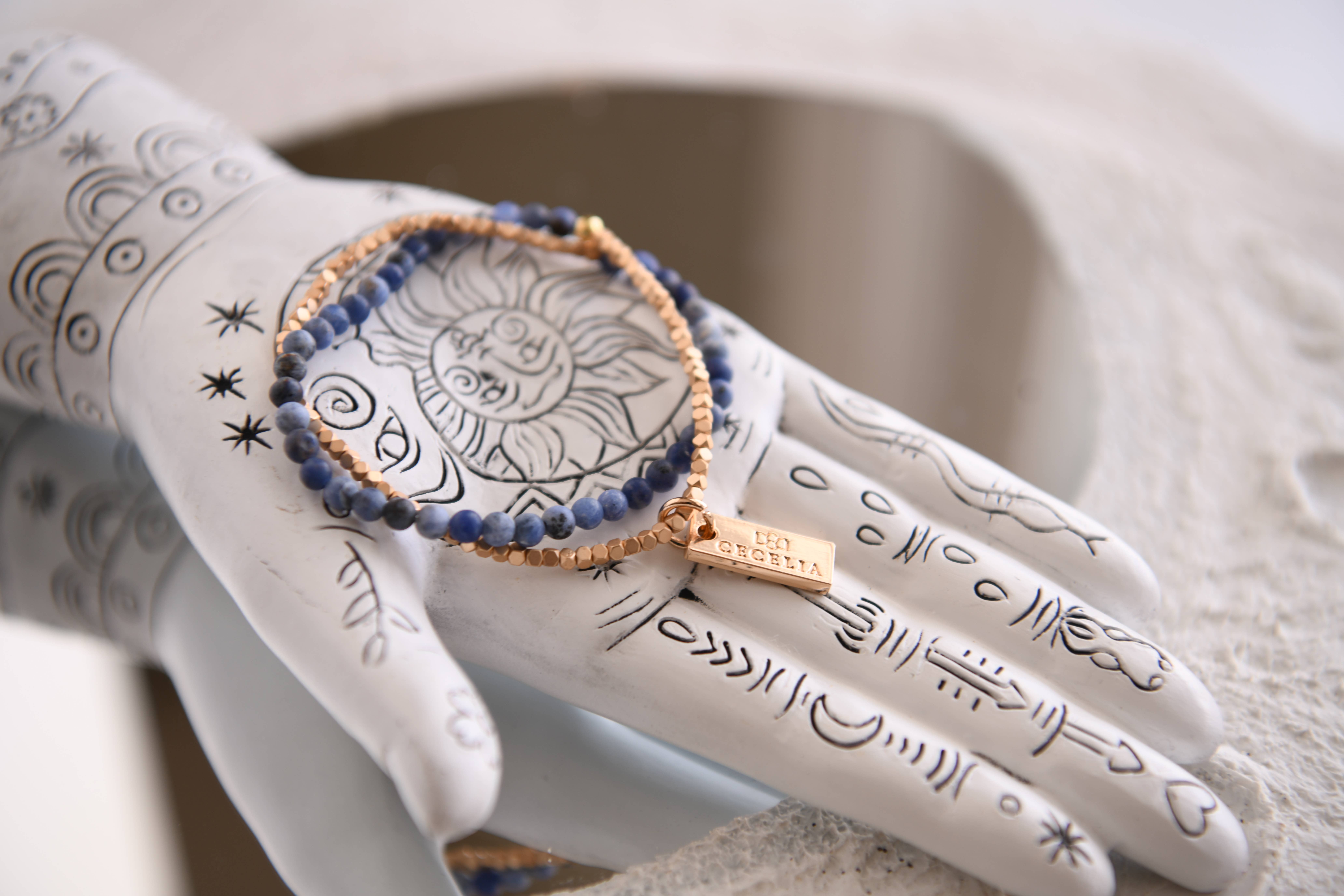 Cecelia Designs Jewelry - Wholesale Beaded Bracelet - Gemstone Wrap Bracelet with Faceted Gold Beads 6