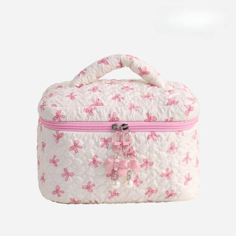 Dipped Shop - Wholesale Makeup/Cosmetic Bag - Bow Print Large Capacity Sweet Make Up Bag DPB25063