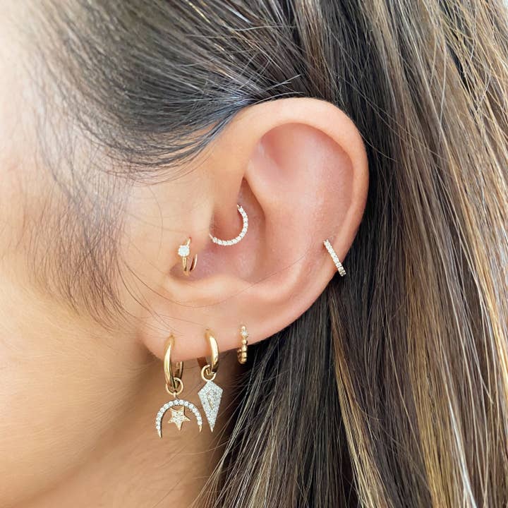 ZOHREH - Wholesale Huggie Earrings - Mini Diamond Eternity Seamless Huggie Hoop Earring 9k Gold3