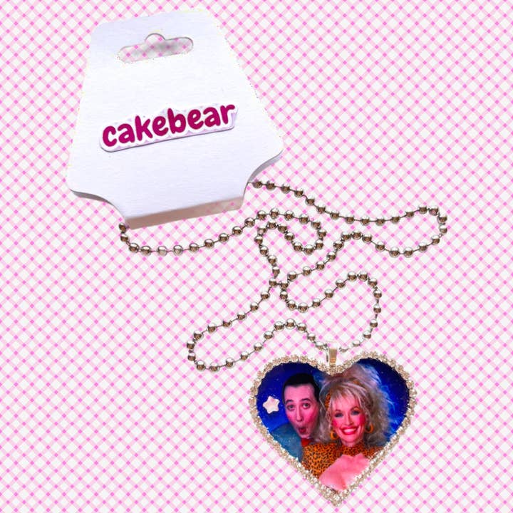 Bedazzled Peewee Herman and Dolly Parton Necklace for wholesale by Cakebear