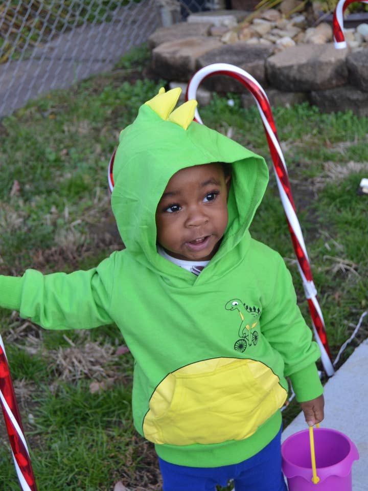 Doodle Pants - Wholesale Hoodie - Kids - Dino Green With Yellow Spikes Toddler and Kids 3D Hoodie