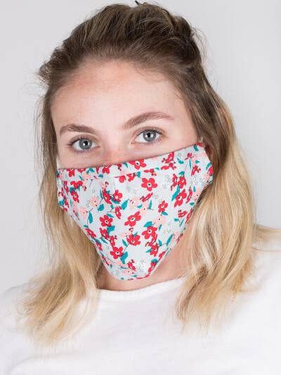 Reusable Grey Floral Face Mask with Filter for wholesale by Veroma Gifts