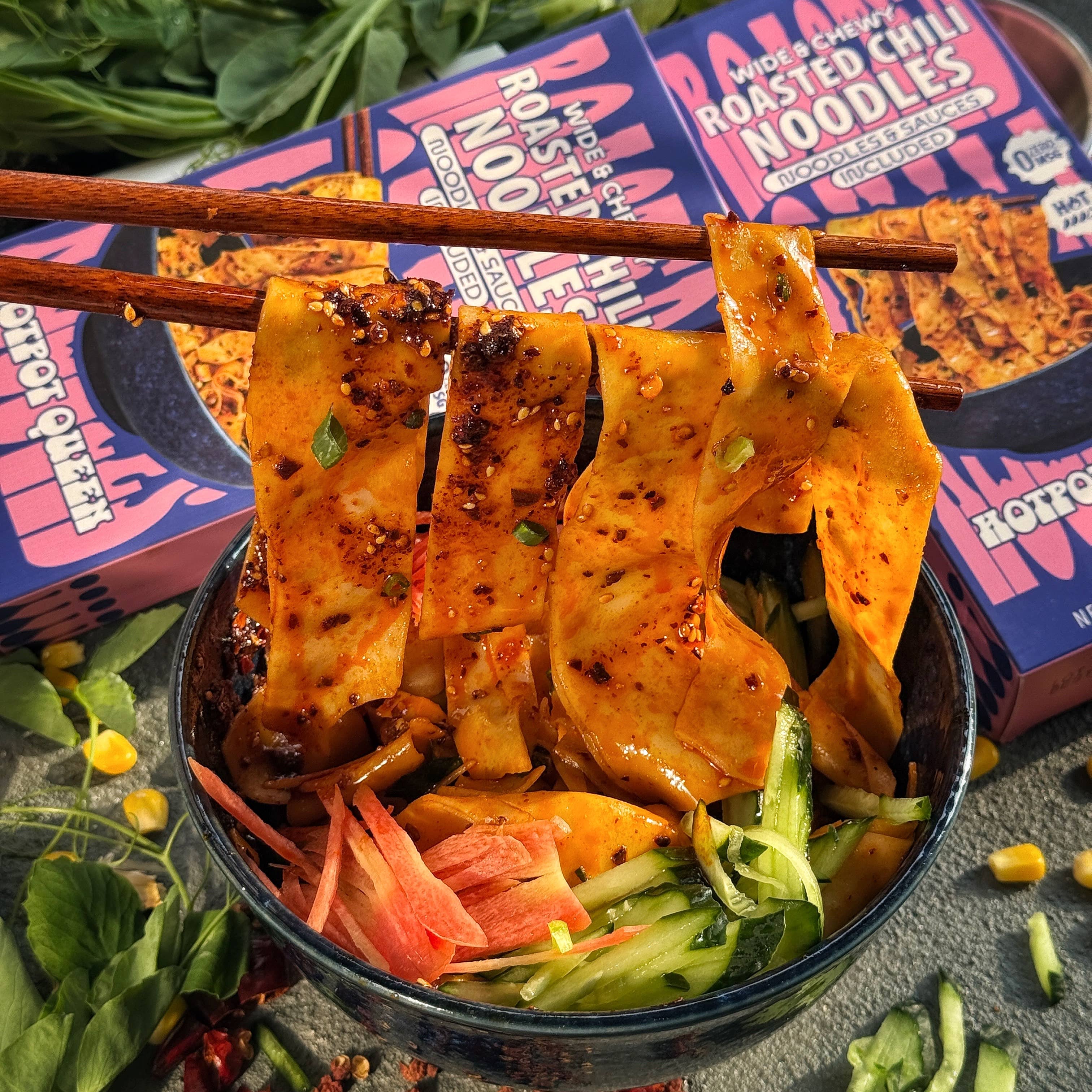 Hotpot Queen - Wholesale Pasta - Roasted Chili Noodles- Wide & Chewy 5.6 OZ1