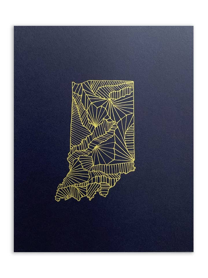Carte de l'Indiana | Sérigraphie pour la vente par Suz Bax Art