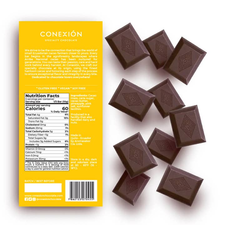 Conexión Chocolate - Vente Barre chocolatée - Ananas et sel rose 70 % 2