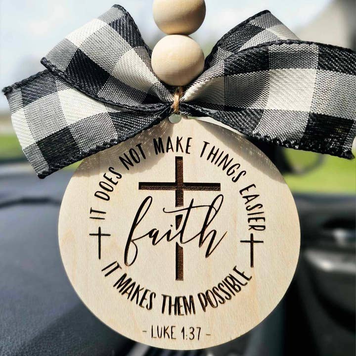 Faith Luke 1:37 Car Charm Ornament Christian Bag Charm for wholesale by BD Lasers INC.