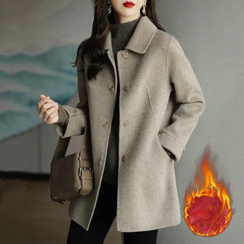 FurDecoration – wholesale Coat – Women’s – Casual Fashion Woolen Coat With Cotton Added4