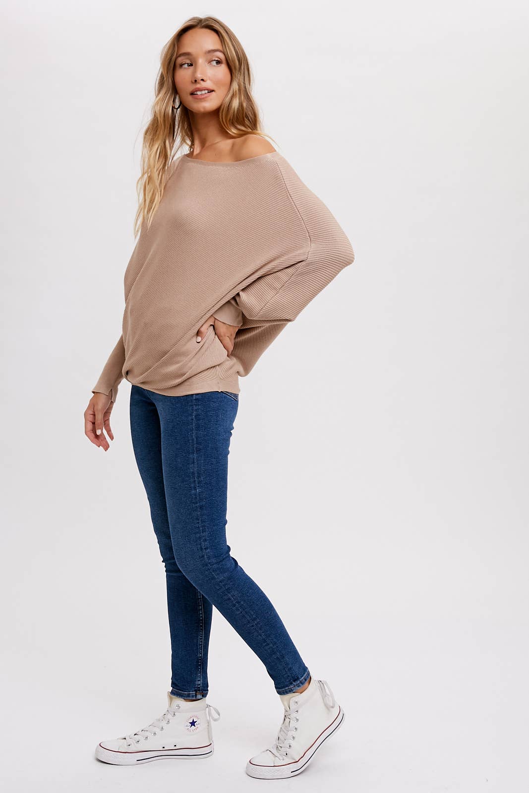 Bluivy - Wholesale Knit Sweater - Women's - ASYMMETRICAL OPEN SHOULDER DOLMAN PULLOVER53