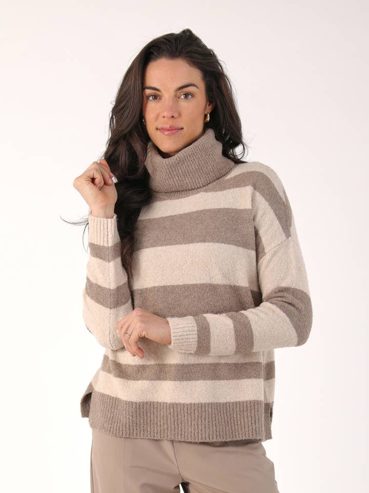 Shelly Turtleneck: Oatmilk/Latte for wholesale by Glyder