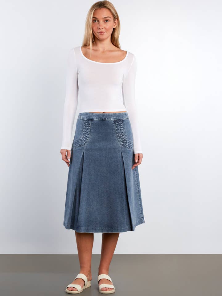 Cascade Pleats Midi Skirt for wholesale by Billy T