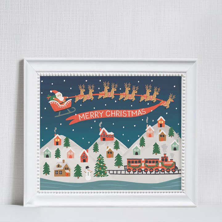 Santa's Village - Christmas Art Print for wholesale by LoveLight Paper