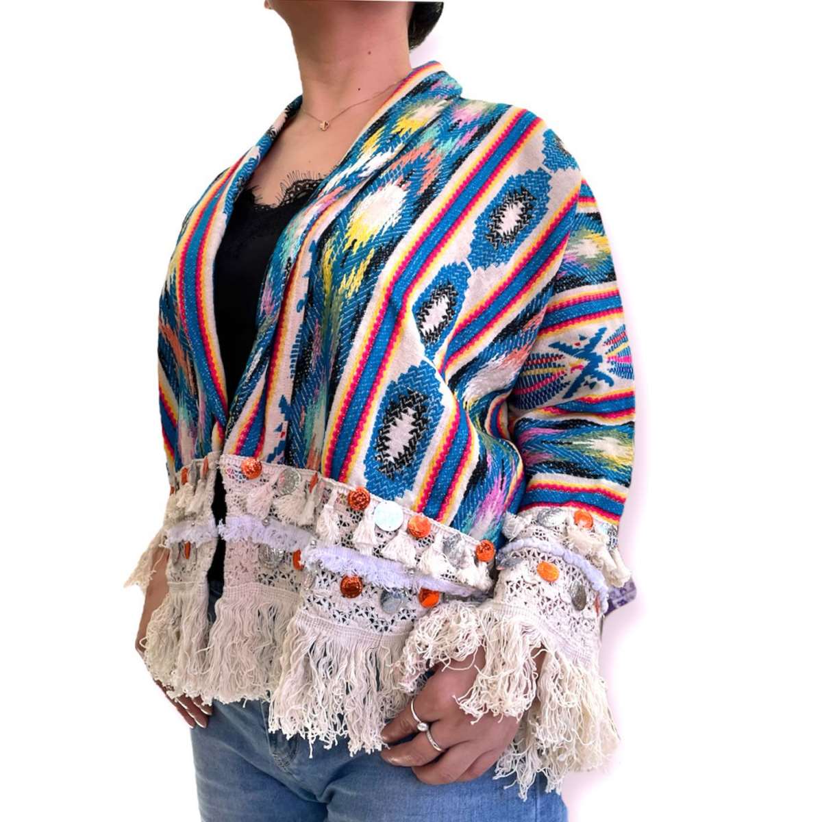 Flerfarvet sortiment Boho Chic bomuldsjakke til kvinder - afslappet stil for engroshandel på Faire1