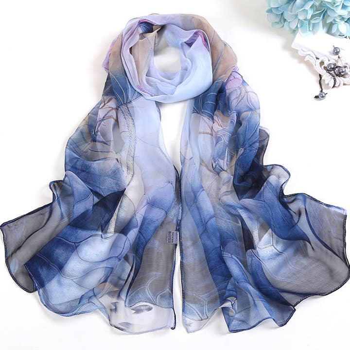 SALINA TRADING INC - Wholesale Scarf – Women's - Summer Lotus Flower Print Sunscreen Scarf2