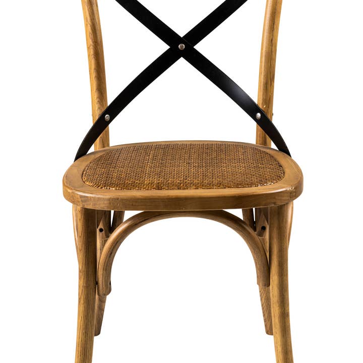 BROWN GRAY Natural Wood Woven Iron Chair for wholesale on Faire3