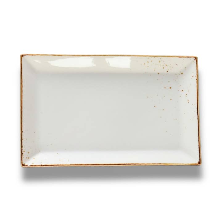 Gold Rimmed Rectangular Platter 14.75” x 6.75” - Terra - 1Piece for wholesale by IKIDO
