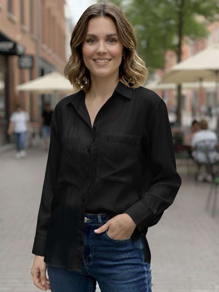 Flytande skjorta med knappar och långa ärmar - 438 för wholesale av Acacia Paris