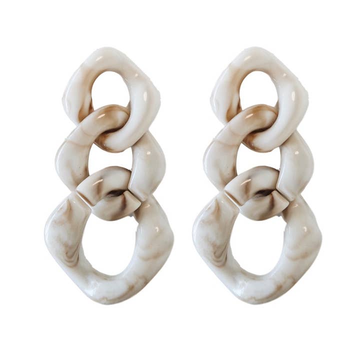 Cream Lucite Chain Statement Drop Earrings for wholesale by St Armands Designs of Sarasota
