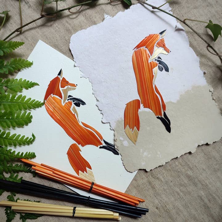 Alliance d'Essences - Wholesale DIY Craft Kit - The Mulotant Fox - Straw Marquetry Kit