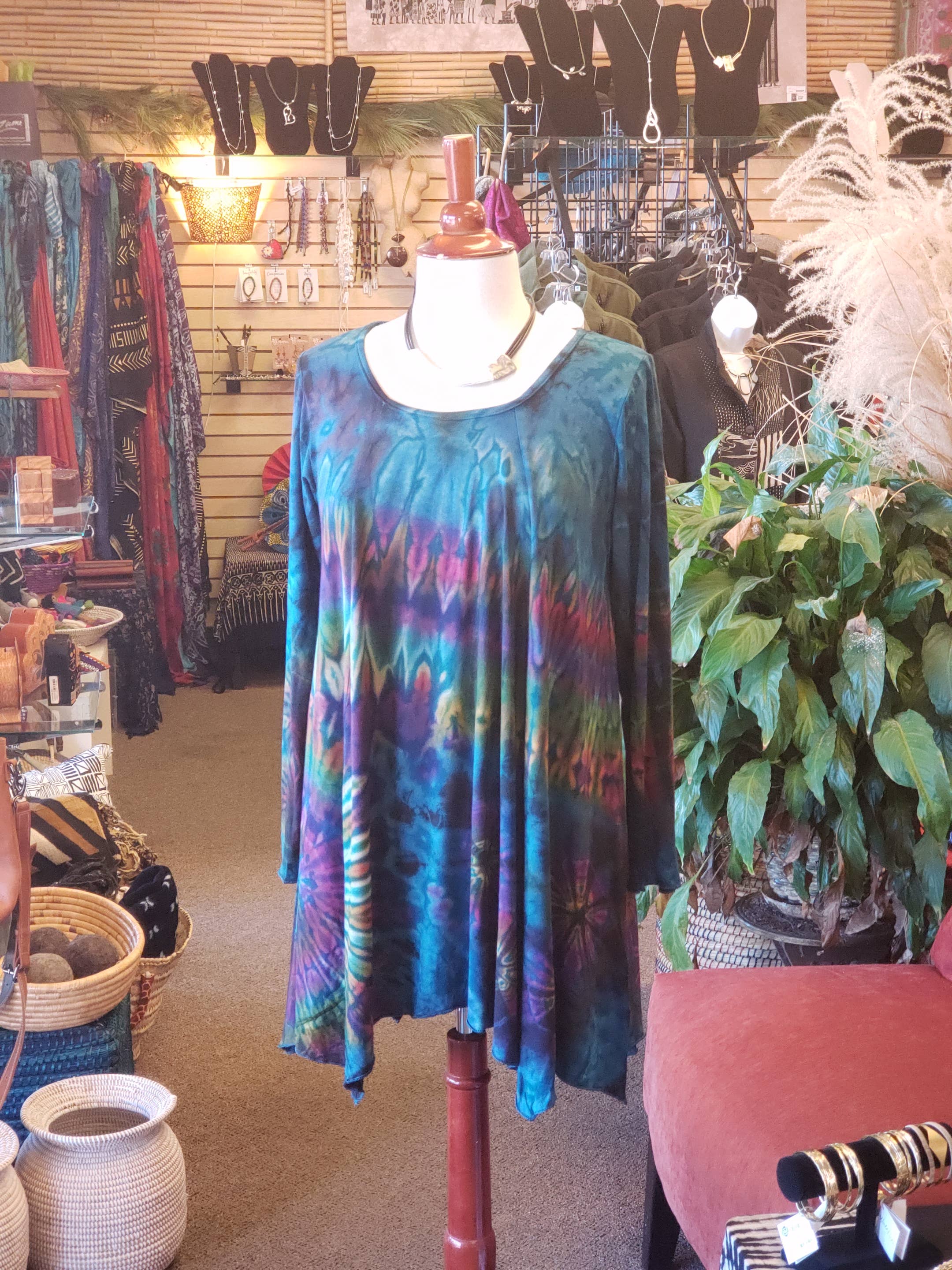 Zumi - Vendita all'ingrosso Tunica - Donna - Tunica a maniche lunghe tie dye verde acqua4