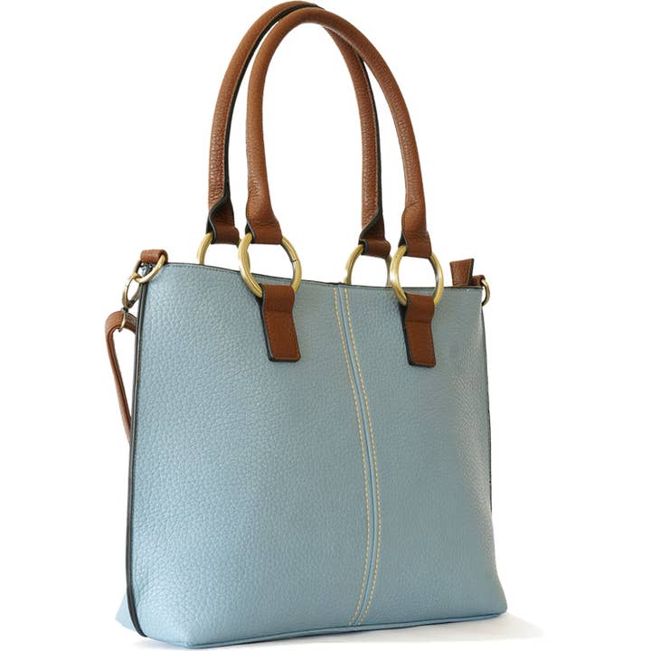 Pebbled Vegan Leather Triple-Compartment Shoulder Tote Bag for wholesale by 22 Tote