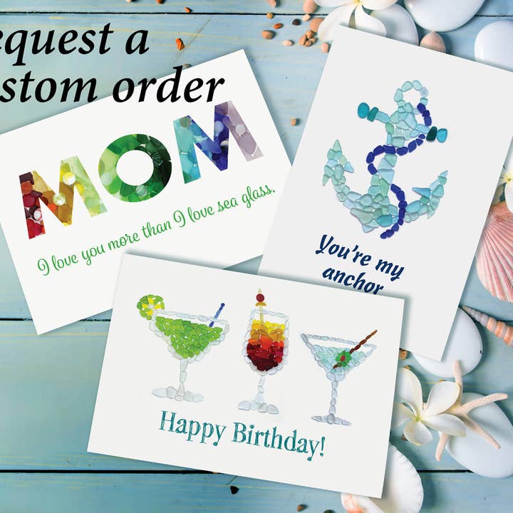 Etched by the Sea, Inc. - Wholesale Season's Greetings Card - Sea Glass Dove "Peace Love Joy" Holiday Card5