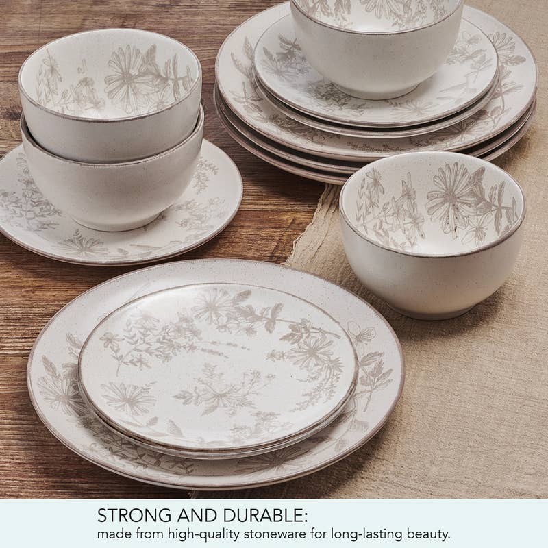 WHITE Pfaltzgraff Enchanted Bloom 12Pc DW Set Brown Box Pkg for wholesale on Faire7