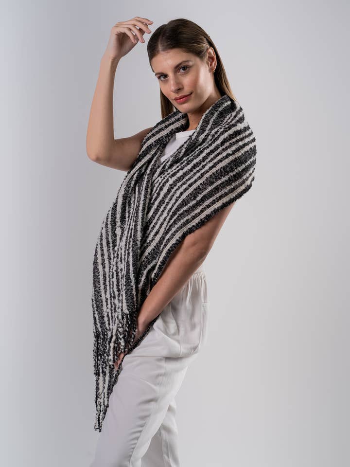 BOUCLE SCARF - 100% BABY ALPACA - PETRO for wholesale by Inspired Peru