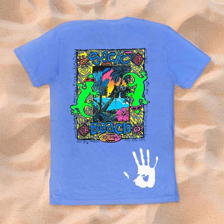 Gecko Hawaii - Wholesale Screen printed t-shirt – unisex - 1989 Gecko Beach: HYPERflash Blue to White V12