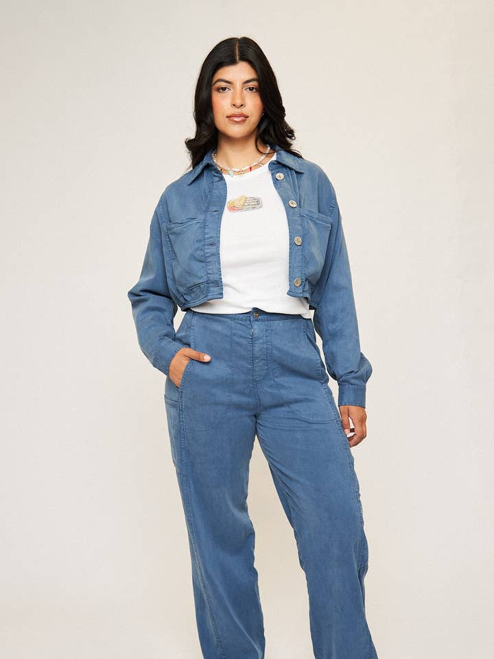 Pantalón Cargo de Algodón Tencel Tara en Azul Pizarra para venta al por mayor de What Lo Wants