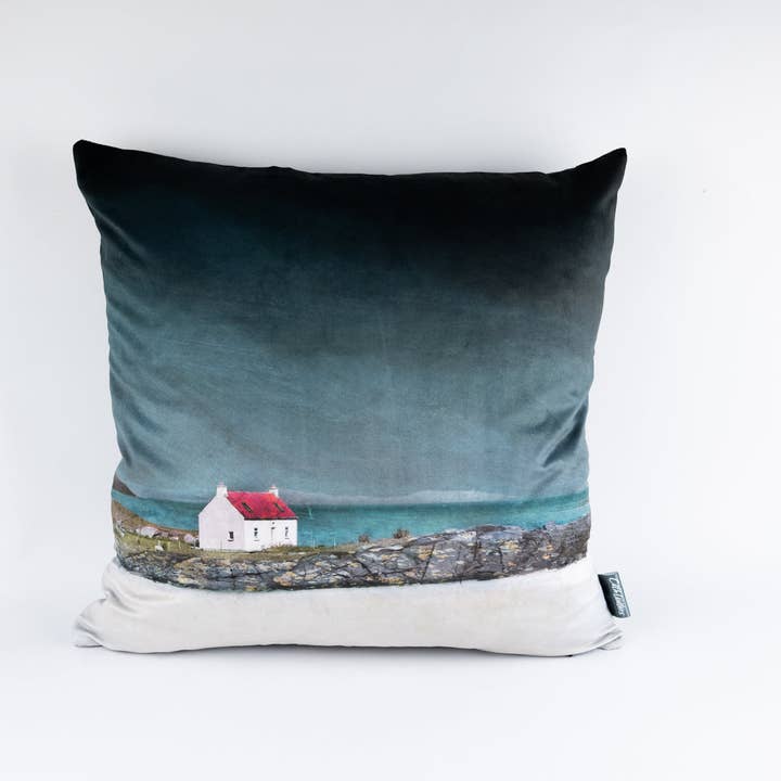 Cath Waters Scottish Landscapes - Wholesale Throw/Decorative Pillow - The Isle of Barra Velvet Cushion1