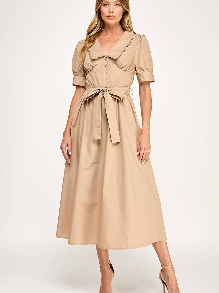 Belted Poplin Shirt Midi Dress for wholesale by Genzy Clothing
