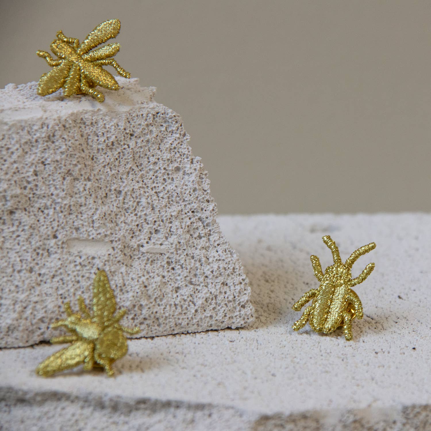 Botanopia USA - gifts , decor and cards for plant lovers - Wholesale Patch - Golden Embroidered Brooches - 3 little Bugs4