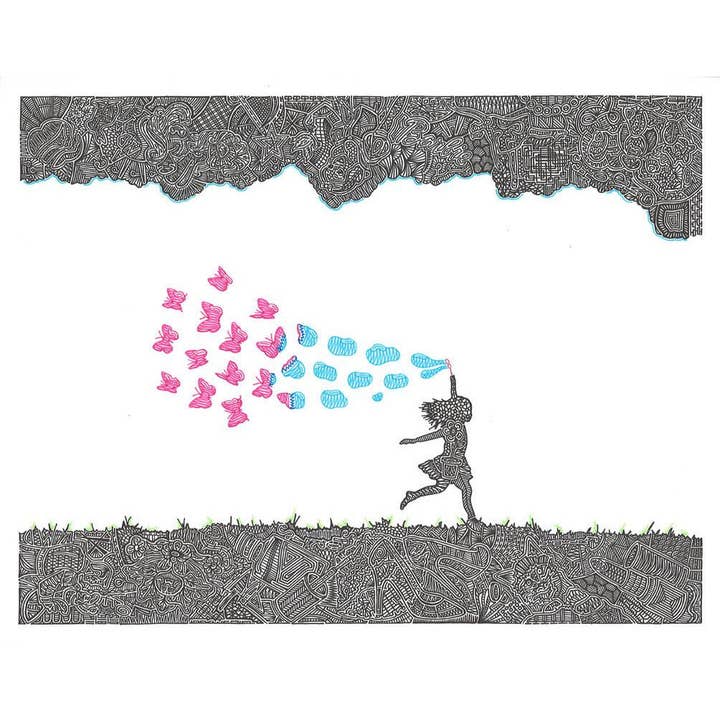 Art Print - Butterfly Bubbles for wholesale by Viz Art Ink