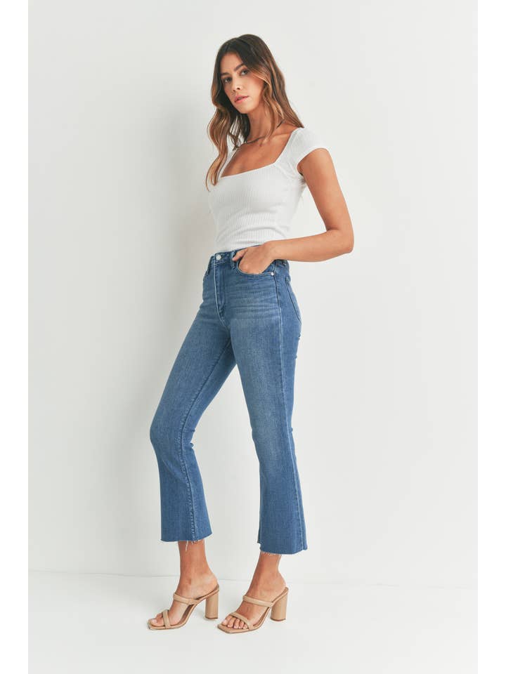 JUST BLACK DENIM - Wholesale Jeans - Women's - BP370J - MED - High Rise Tonal Crop Flare