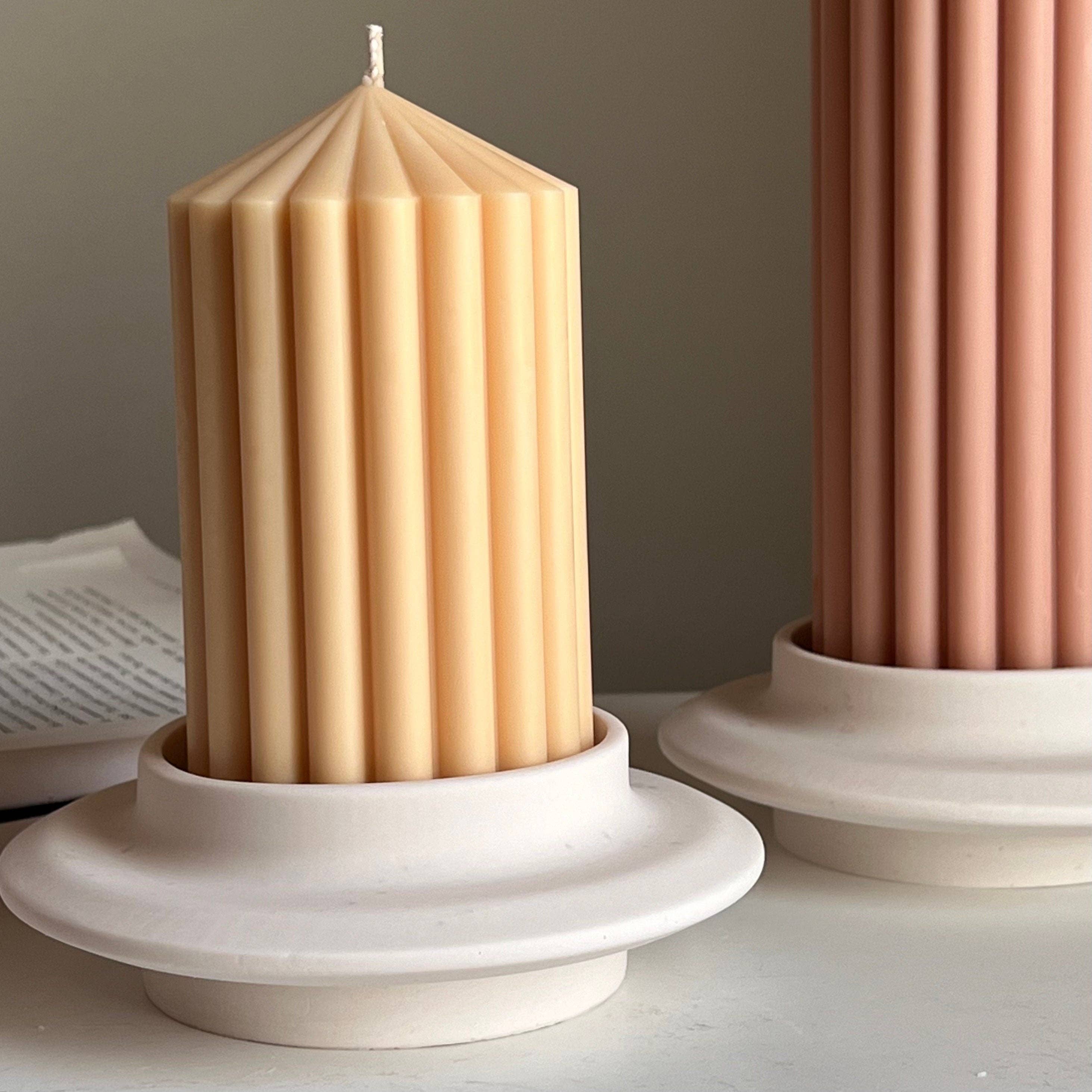 Estelle Studio - Wholesale Candle Holder - Handmade Jesmonite Round Pillar Candle Holder: Minimalist Wedding Decor3