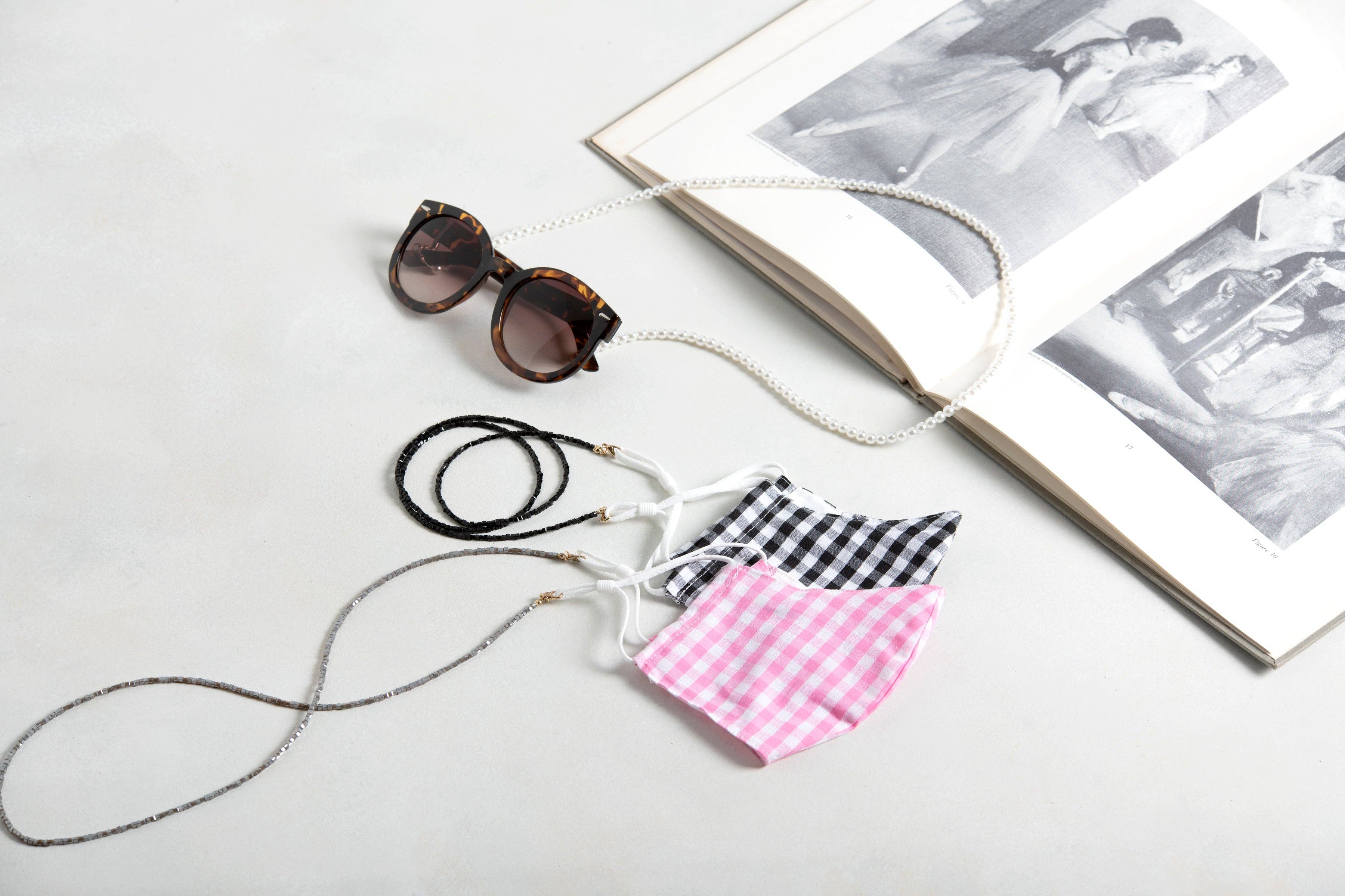 Shiraleah - Wholesale Lanyard - Women's - Emma Cut Glass Bead Face Mask / Eyeglass Holder Lanyard,Grey1