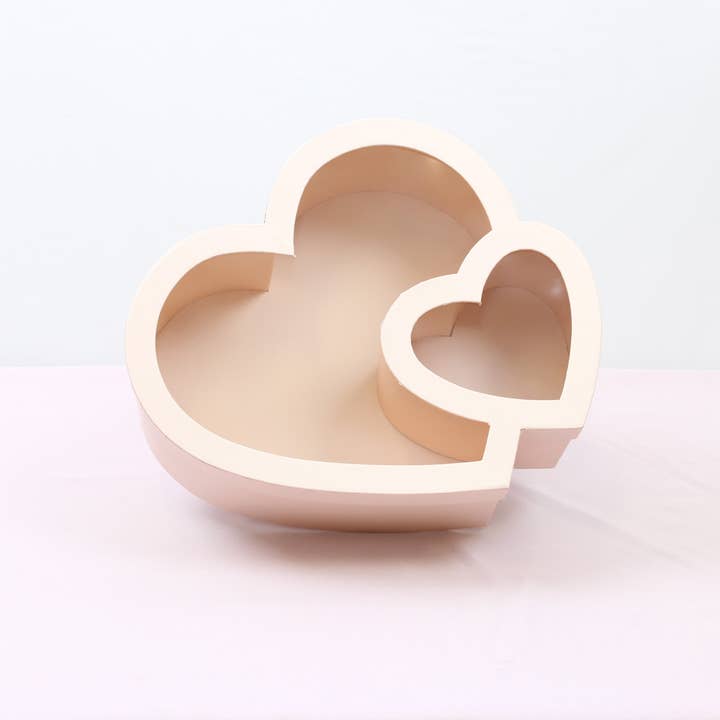 Elegant Design Supply - Wholesale Gift Box - Double Heart Flower Gift Box with Lid - Various Colors - For Preserved/ Eternal Rose / Gift / Chocolate Strawberries Arrangements