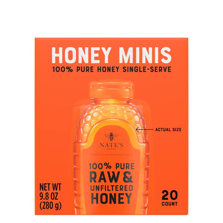Nature Nate's Raw And Unfiltered Honey Minis, 20ct Box for wholesale by Nate's Honey