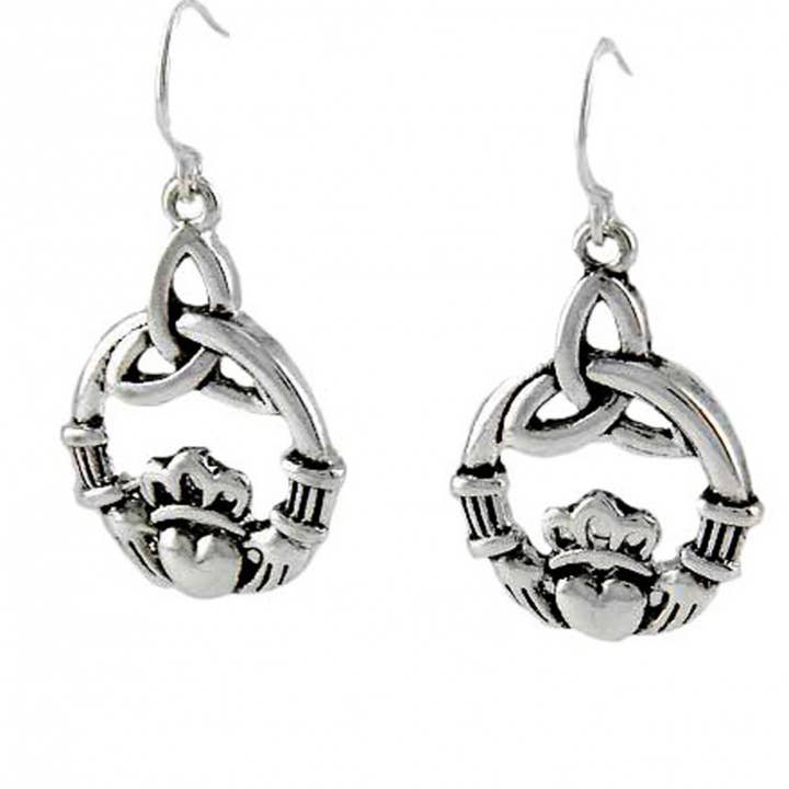 0011 PREMIERE - Wholesale Dangle Earrings - FR3097 Trinity Claddagh Metal Dangle Earrings