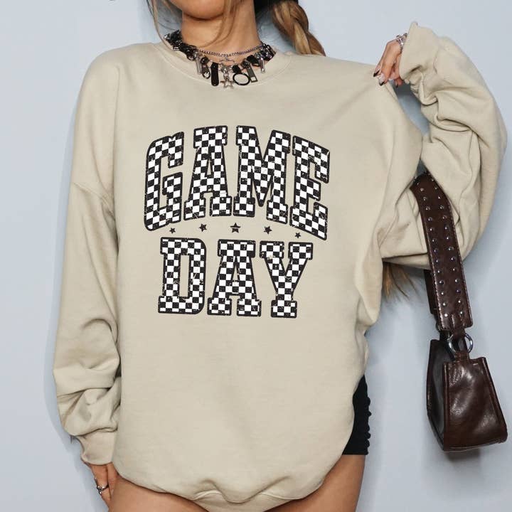 Refinery Number One LLC - Wholesale Graphic Sweatshirt - Women's - Game Day, Checkered, Football, Sports Touchdown Sweatshirt7