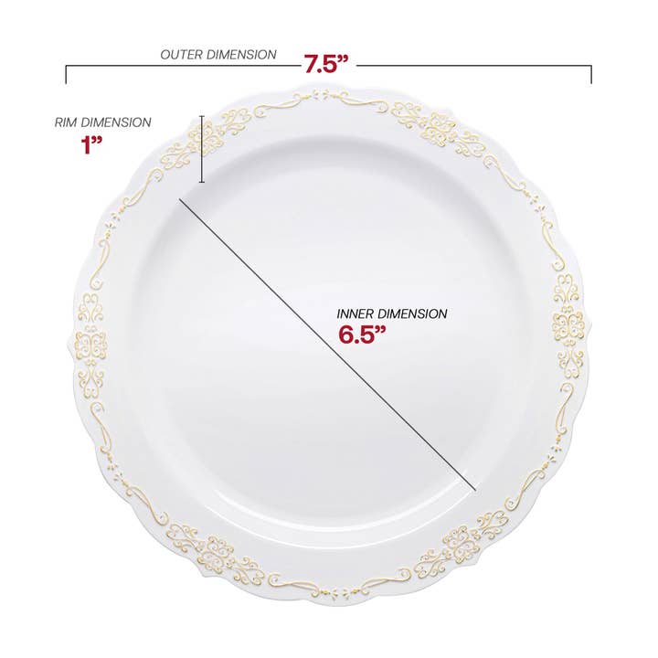 Smarty had a Party - Wholesale Tableware set - White with Gold Vintage Rim Plastic Dinnerware Set - 20 Sets3