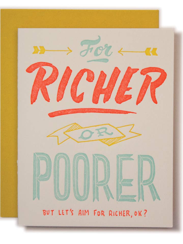 For Richer Or Poorer Wedding Card for wholesale by Ladyfingers Letterpress