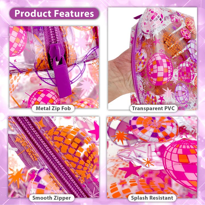 Powell Creative Products Ltd - Wholesale Pencil case/pouch - Large Transparent Disco Pink Pencil Case for Girls3